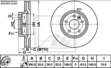 Volvo V60 Performanslı Ön Fren Diski 1.6 Dizel 300 mm 2010 Sonrası ATE POWER DISC