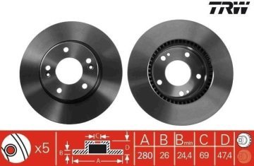 Kia Cee'd Ön Fren Diski 280 mm Çap 2007-2012 TRW