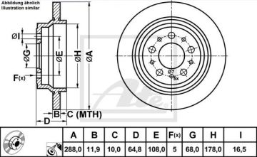 Volvo S80 Fren Diski Arka 2.4 D5 288 mm 1998-2006 ATE