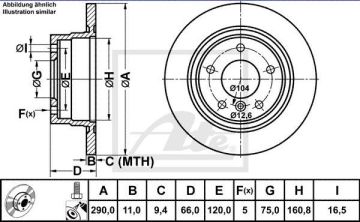 BMW 1 Seri F20 Arka Fren Diski 118i 1.6 Turbo 170 Beygir 290 mm Çap 2012-2015 ATE ORIGINAL