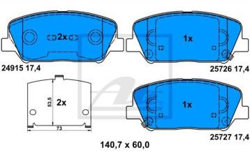 Kia Ceed Ön Fren Balatası 1.4 MPI 100 Beygir 300 mm Disk İçin 2013-2018 ATE ORIGINAL