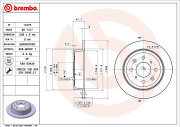 Honda City Arka Fren Diski 239 mm Çap 2006-2008 BREMBO