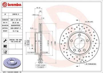 BMW 3 Serisi E46 323i Performanslı Ön Fren Diski 286 mm Çap Delikli 1999-2005 BREMBO XTRA