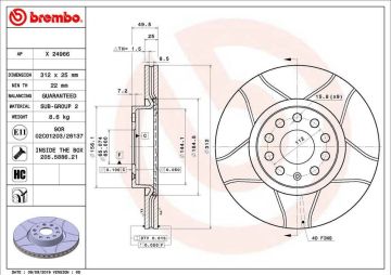 Volkswagen Passat B6 Performanslı Ön Fren Diski 1.6 FSI 115 Beygir 312 mm Çap Çizgili 2006-2011 BREMBO MAX