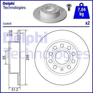 Seat Leon 2 Arka Fren Diski 1.6 102 Beygir 255 mm Çap 2006-2012 DELPHI