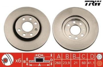 Opel Corsa C Ön Fren Diski 1.3 CDTI 70 Beygir 260 mm Çap 2001-2006 TRW