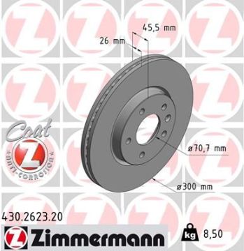 Opel Astra J Ön Fren Diski 1.6 Turbo 300 mm Çap 2010-2015 ZIMMERMANN