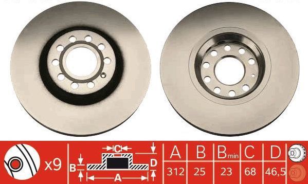 Audi A4 Ön Fren Diski 1.8T / 2.0T 312 mm Çap 2005-2008 TRW