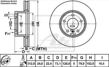 BMW 4 Serisi F32 420d Fren Diski Ön 312 mm 2012 Sonrası ATE ORIGINAL