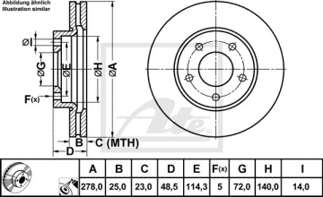 Mazda 3 Ön Fren Diski 278 mm 2004-2009 ATE ORIGINAL