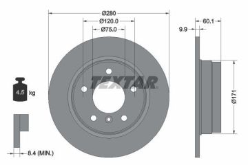 BMW 3 Serisi E46 Kasa Arka Fren Diski 316i 280 mm Çap TEXTAR