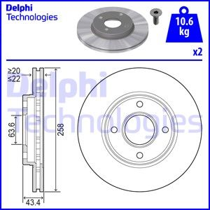 Ford Fusion Ön Fren Diski 258 mm Çap 2003-2011 DELPHI