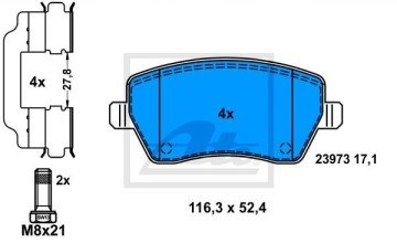 Renault Megane 4 Ön Fren Balatası 1.6 16V 115 Beygir Manuel Vites 2016 Sonrası ATE ORIGINAL