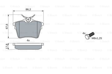 Citroen C5 Arka Fren Balatası 1.6 HDi Manuel El Freni Olan Modellere 2008-2014 BOSCH