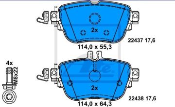 Mercedes 213 Kasa E200 Arka Fren Balatası Standart Paket 2016 Sonrası ATE ORIGINAL