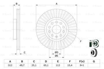 Volkswagen Tiguan Ön Fren Diski 1.4 TSI 160 Beygir 312 mm Çap 2008-2015 BOSCH