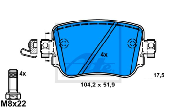 Audi Q3 Arka Fren Balatası 1.4 TFSI 150 Beygir Elektrikli El Freni İçin 2012-2018 ATE ORIGINAL