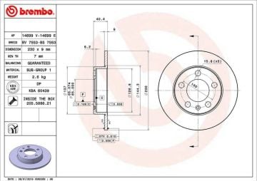 Volkswagen Polo 5 GT Arka Fren Diski 1.4 TSI 150 Beygir 232 mm Çap 2010-2017 BREMBO