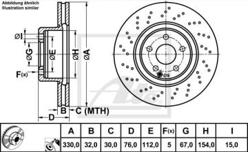 MERCEDES 215 Kasa CL500 Ön Fren Diski Havalı 330 mm - ATE