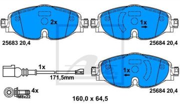 Seat Leon 3 Ön Fren Balatası 1.2 TSI 288 mm Disk İçin 2013-2020 ATE ORIGINAL