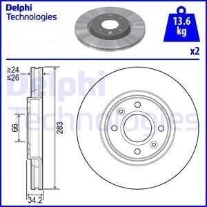 Citroen DS3 Ön Fren Diski 1.6 THP 150 Beygir 283 mm Çap 2010-2015 DELPHI