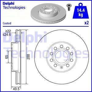 Seat Altea Ön Fren Diski 1.4 TSI 125 Beygir 288 mm Çap 2004-2015 DELPHI