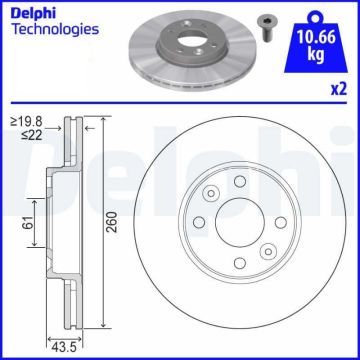 Renault Clio 3 Ön Fren Diski 1.5 DCi 260 mm Çap 2006-2012 DELPHI