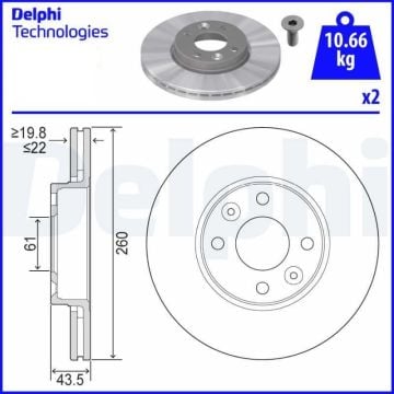 Nissan Micra Ön Fren Diski 1.2 Benzinli 260 mm Çap 2003-2010 DELPHI