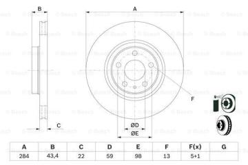 Alfa Romeo 156 Fren Diski Ön 2.0 16V 284 mm çap 2001-2005 BOSCH