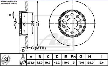 Alfa Romeo 159 Fren Diski Arka 1.8 / 1.9 JTDM 278 mm ATE