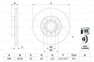 Seat Toledo 3 Ön Fren Diski 1.4 TSI 288 mm çap 2005-2009 BOSCH