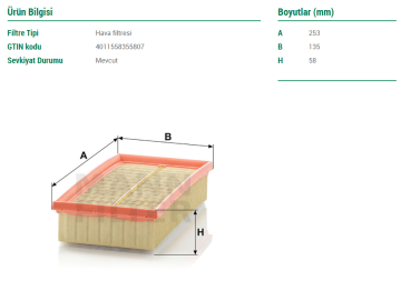 Peugeot 407 Hava Filtresi 1.6 HDi 110 Beygir 2005-2011 MANN