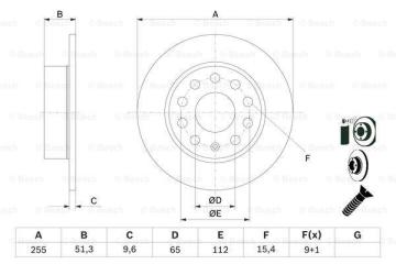 Skoda Octavia 3 Arka Fren Diski 1.2 TSI 255 mm Çap 2013-2020 BOSCH