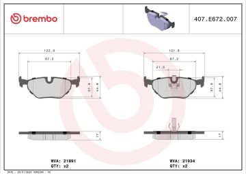 BMW 3 Serisi E46 316i Arka Fren Balatası 1999-2005 BREMBO