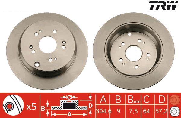 Honda CR-V Arka Fren Diski 305 mm Çap 2007-2012 TRW