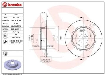 Honda Civic 8 Arka Fren Diski FD6 260 mm Çap 2006-2011 BREMBO