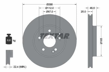 Mercedes 203 Kasa C220 Ön Fren Diski Havalı 288 mm Çap TEXTAR