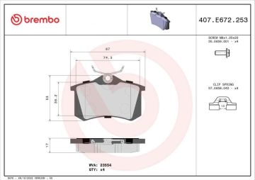 Volkswagen Polo 5 Arka Fren Balatası 1.2 TSI 90 Beygir 2010-2017 BREMBO