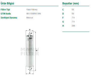 Land Rover Freelander Mazot Filtresi 2.0 td4 112 Beygir 2003-2006 MANN