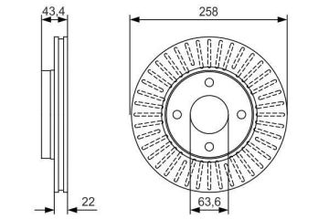 Ford Fiesta 5 Ön Fren Diski 258 mm Çap 2002-2009 BOSCH