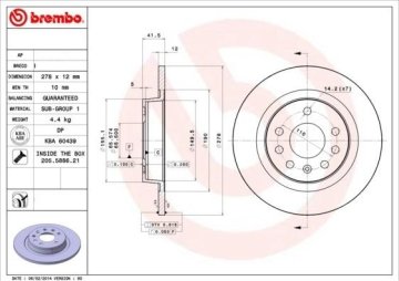 Opel Vectra C Fren Diski Arka 1.9 CDTI 278 mm BREMBO