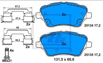 Ford Tourneo Courier Ön Fren Balatası 1.5 TDCi 75 Beygir 2014 Sonrası ATE ORIGINAL