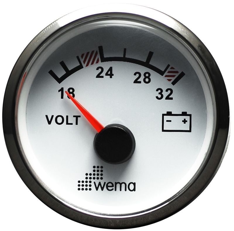 VOLTMETRE ANALOG 24V 52 mm KROM/BEYAZ