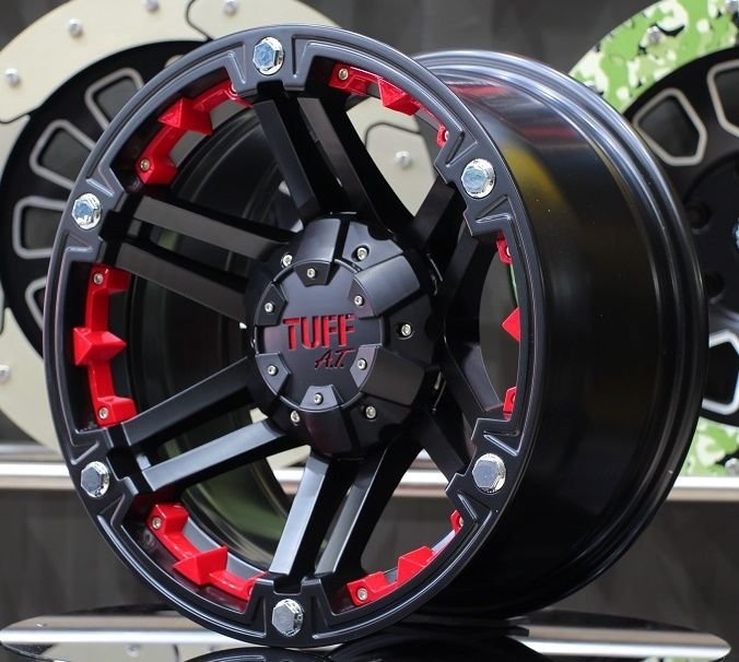 T-01 17X9.0 6X139.7 ET-10 Mat Black / Red Inserts