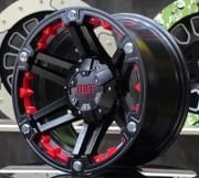 T-01 16X8.0 6X139.7 ET-10 Mat Black / Red Inserts