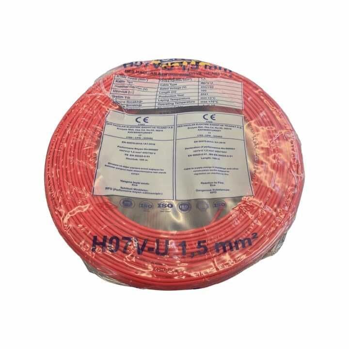 Hes Nya Kablo 1,5 mm² Kırmızı ( H07v-U )