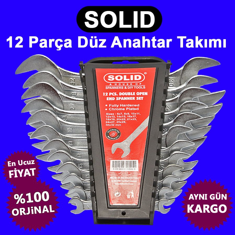 Anahtar Takımı Açık 12 Parça ( 6x7 - 30x32mm) SOLID