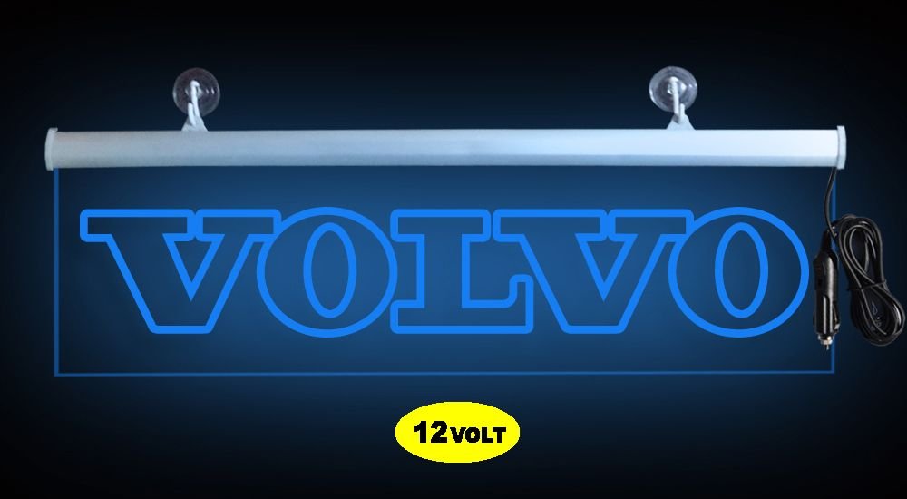 Volvo Ön Cam Işıklı Yazı 52 cm Mavi 12 volt