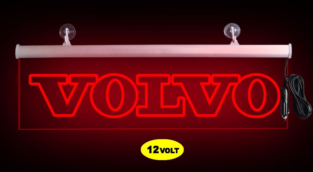 Volvo Ön Cam Işıklı Yazı 52 cm Kırmızı 12 volt