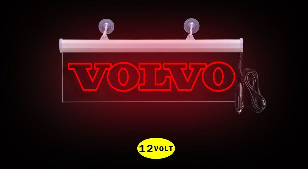 Volvo Ön Cam Işıklı Yazı 35 cm Kırmızı 12 volt